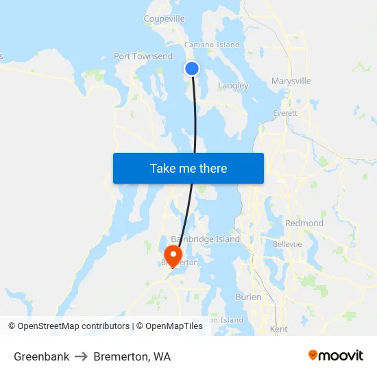 Greenbank to Bremerton, WA map
