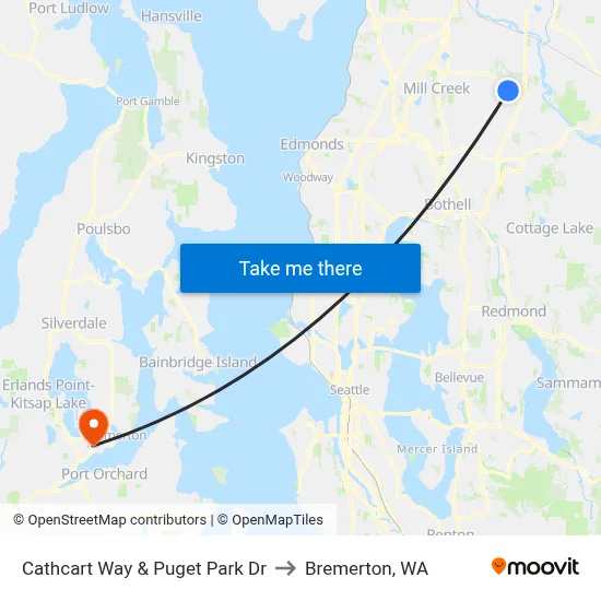 Cathcart Way & Puget Park Dr to Bremerton, WA map