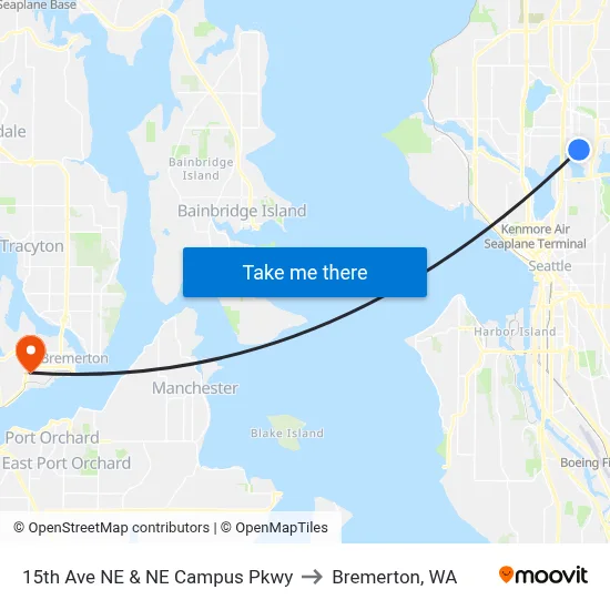 15th Ave NE & NE Campus Pkwy to Bremerton, WA map