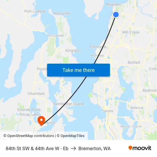 84th St SW & 44th Ave W - Eb to Bremerton, WA map