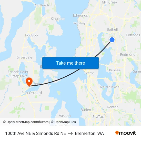 100th Ave NE & Simonds Rd NE to Bremerton, WA map