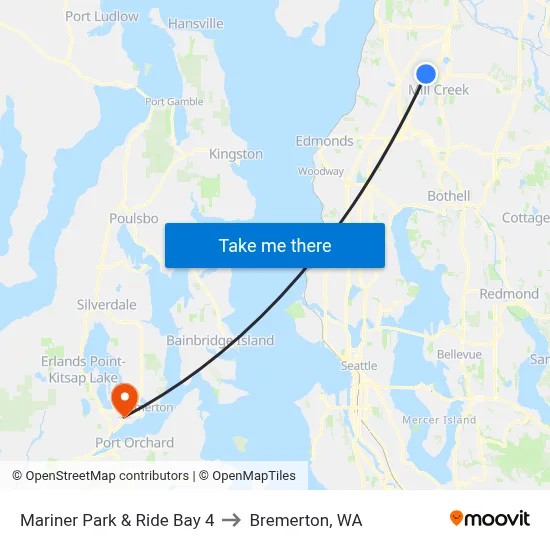Mariner Park & Ride Bay 4 to Bremerton, WA map