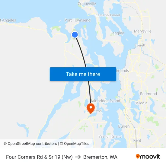 Four Corners Rd & Sr 19 (Nw) to Bremerton, WA map
