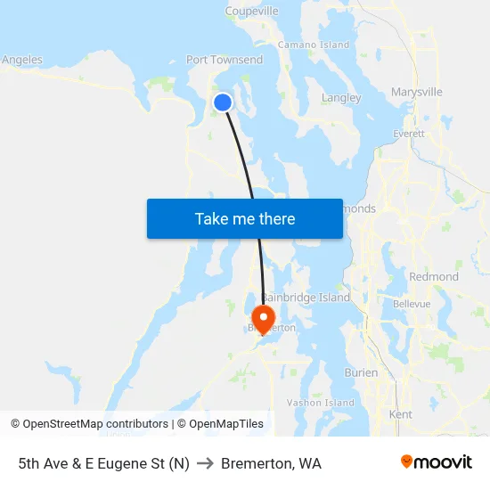 5th Ave & E Eugene St (N) to Bremerton, WA map