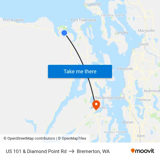 US 101 & Diamond Point Rd to Bremerton, WA map