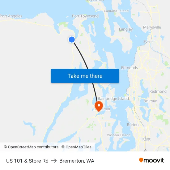 US 101 & Store Rd to Bremerton, WA map