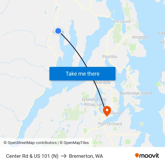 Center Rd & US 101 (N) to Bremerton, WA map