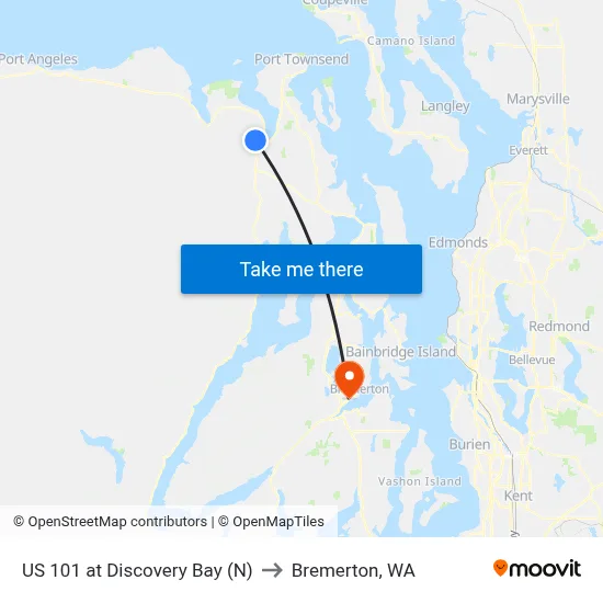 US 101 at Discovery Bay (N) to Bremerton, WA map