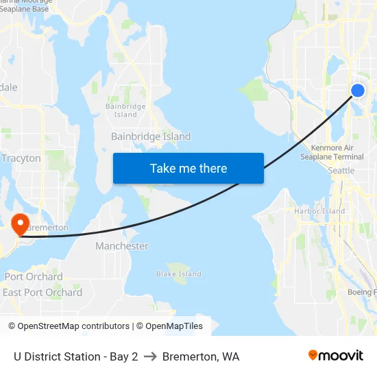 U District Station - Bay 2 to Bremerton, WA map