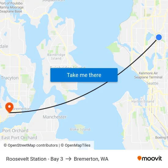 Roosevelt Station - Bay 3 to Bremerton, WA map