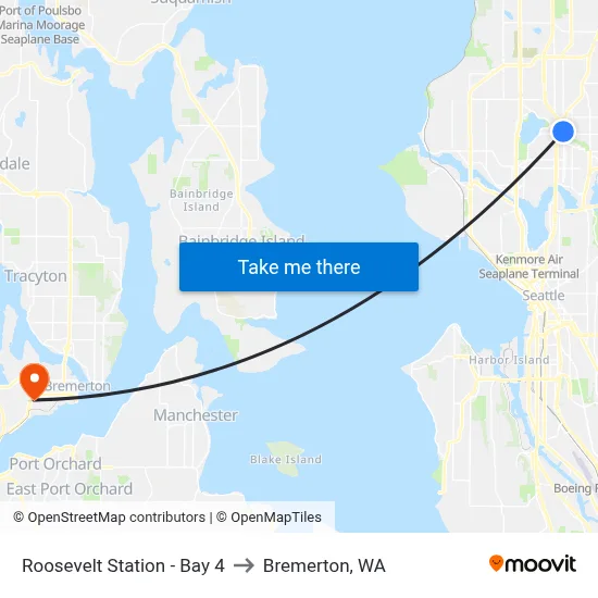 Roosevelt Station - Bay 4 to Bremerton, WA map