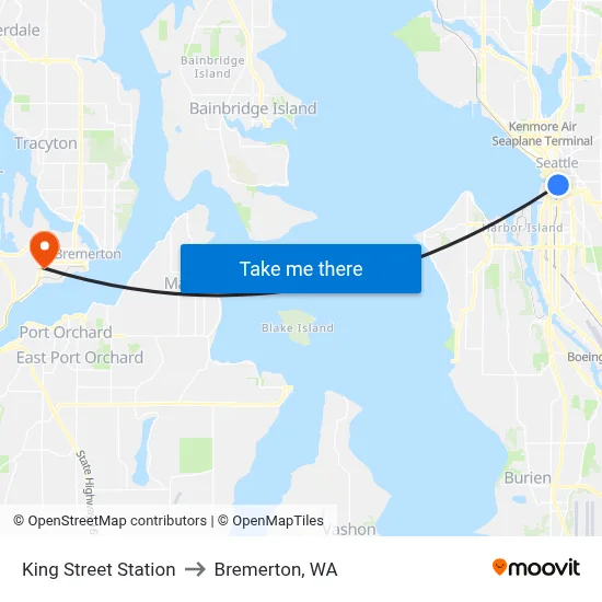 King Street Station to Bremerton, WA map
