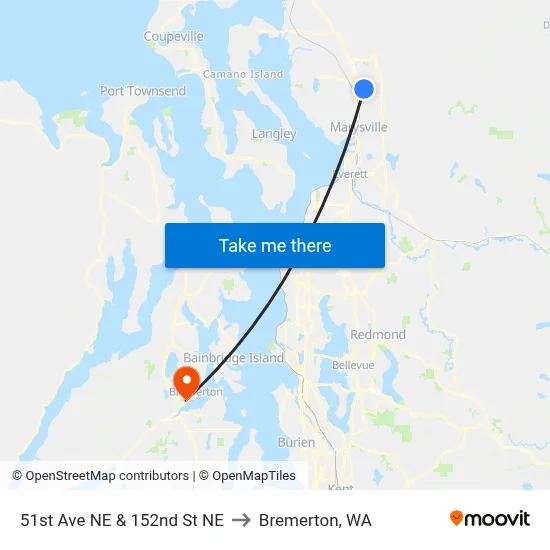 51st Ave NE & 152nd St NE to Bremerton, WA map