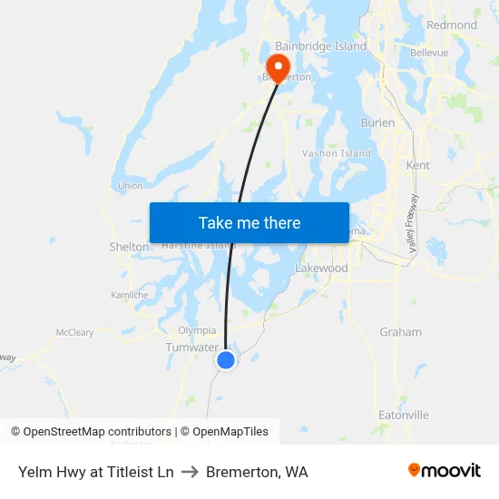 Yelm Hwy at Titleist Ln to Bremerton, WA map