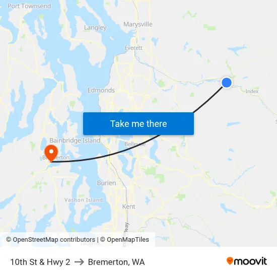 10th St & Hwy 2 to Bremerton, WA map