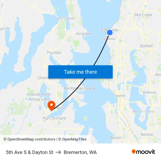 5th Ave S & Dayton St to Bremerton, WA map