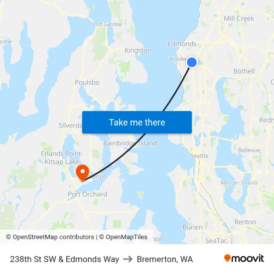 238th St SW & Edmonds Way to Bremerton, WA map