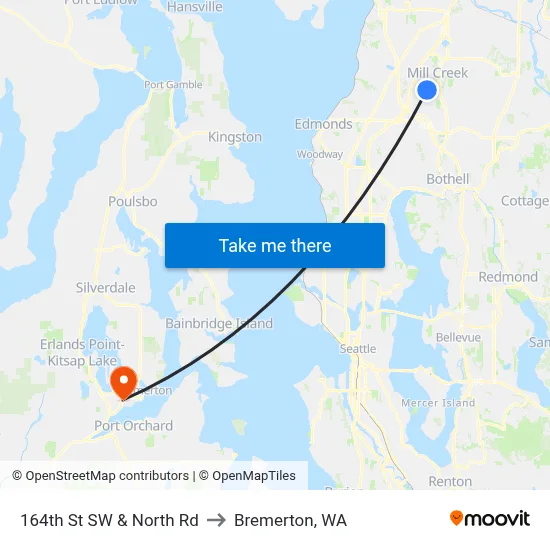 164th St SW & North Rd to Bremerton, WA map