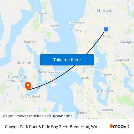 Canyon Park Park & Ride Bay 2 to Bremerton, WA map