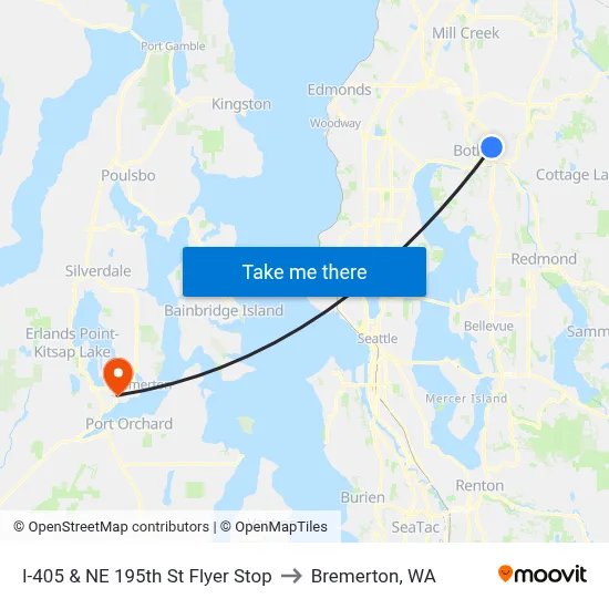 I-405 & NE 195th St Flyer Stop to Bremerton, WA map