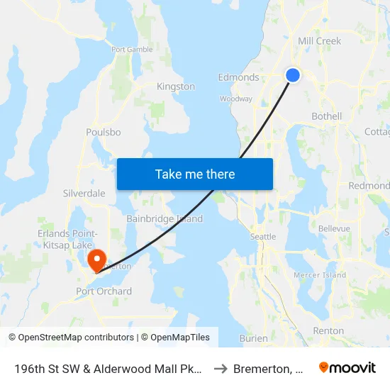 196th St SW & Alderwood Mall Pkwy to Bremerton, WA map