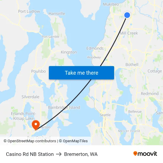 Casino Rd NB Station to Bremerton, WA map