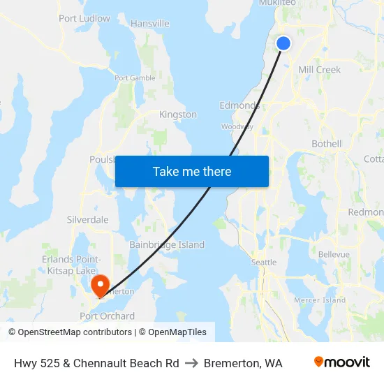 Hwy 525 & Chennault Beach Rd to Bremerton, WA map