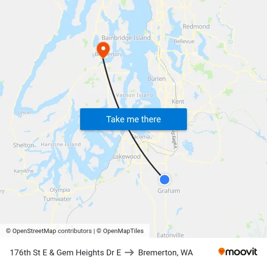 176th St E & Gem Heights Dr E to Bremerton, WA map