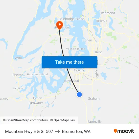 Mountain Hwy E & Sr 507 to Bremerton, WA map