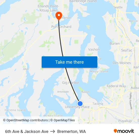 6th Ave & Jackson Ave to Bremerton, WA map