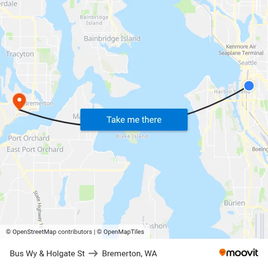 Bus Wy & Holgate St to Bremerton, WA map