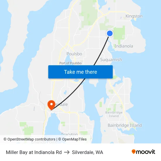 Miller Bay at Indianola Rd to Silverdale, WA map