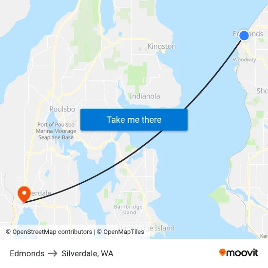 Edmonds to Silverdale, WA map