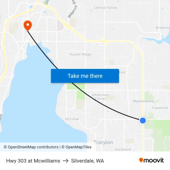 Hwy 303 at Mcwilliams to Silverdale, WA map