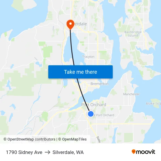 1790 Sidney Ave to Silverdale, WA map