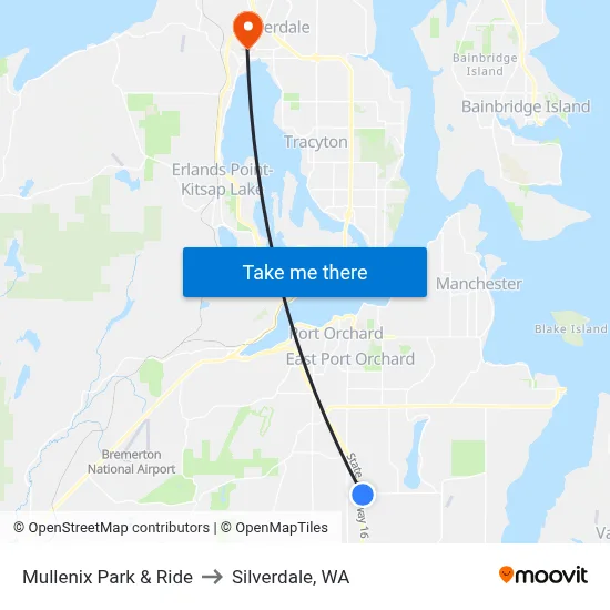 Mullenix Park & Ride to Silverdale, WA map