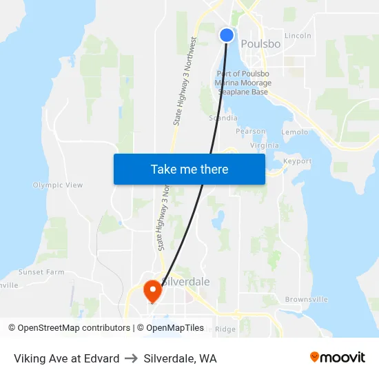 Viking Ave at Edvard to Silverdale, WA map