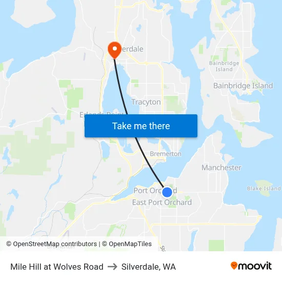 Mile Hill at Wolves Road to Silverdale, WA map