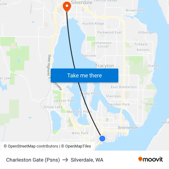 Charleston Gate (Psns) to Silverdale, WA map