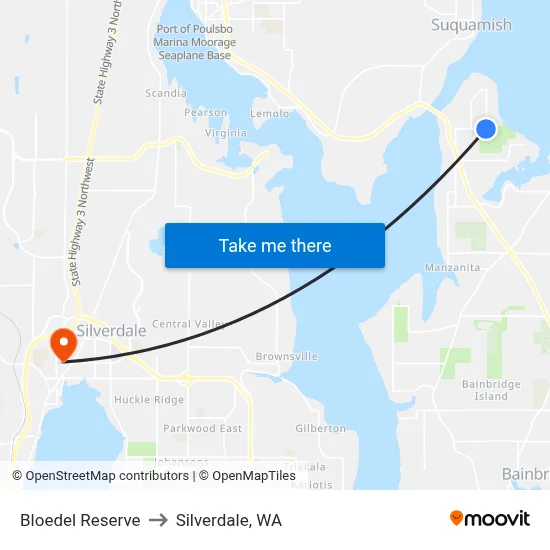 Bloedel Reserve to Silverdale, WA map