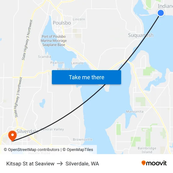 Kitsap St at Seaview Ave to Silverdale, WA map