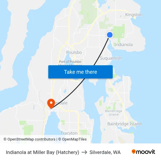 Indianola at Miller Bay (Hatchery) to Silverdale, WA map