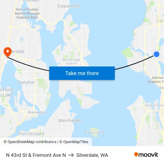 N 43rd St & Fremont Ave N to Silverdale, WA map