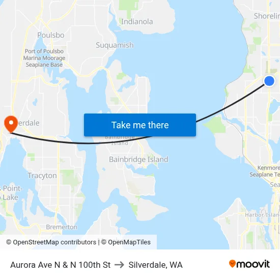 Aurora Ave N & N 100th St to Silverdale, WA map