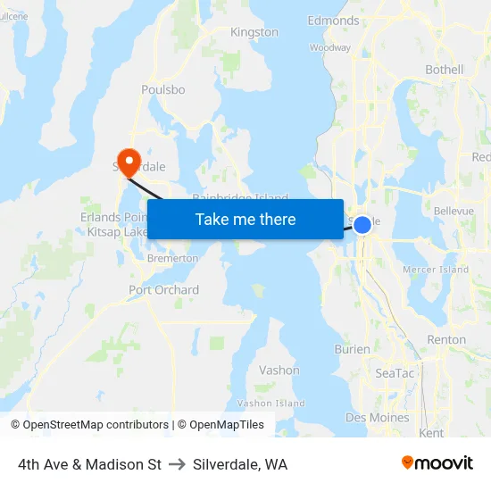 4th Ave & Madison St to Silverdale, WA map