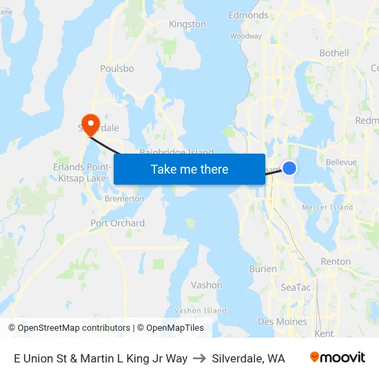 E Union St & Martin L King Jr Way to Silverdale, WA map