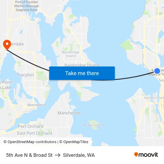5th Ave N & Broad St to Silverdale, WA map