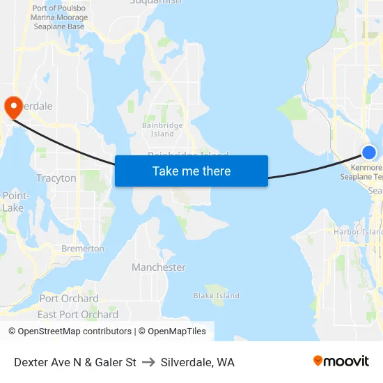 Dexter Ave N & Galer St to Silverdale, WA map