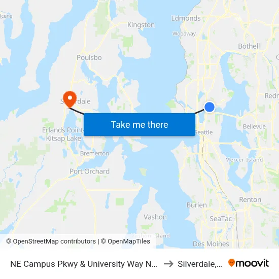 NE Campus Pkwy & University Way NE - Bay 2 to Silverdale, WA map