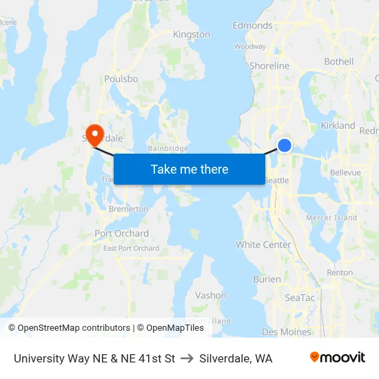 University Way NE & NE 41st St to Silverdale, WA map